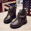 Детские ретро кожаные ботинки для мальчиков, стильные короткие ботинки, теплая повседневная кожаная обувь