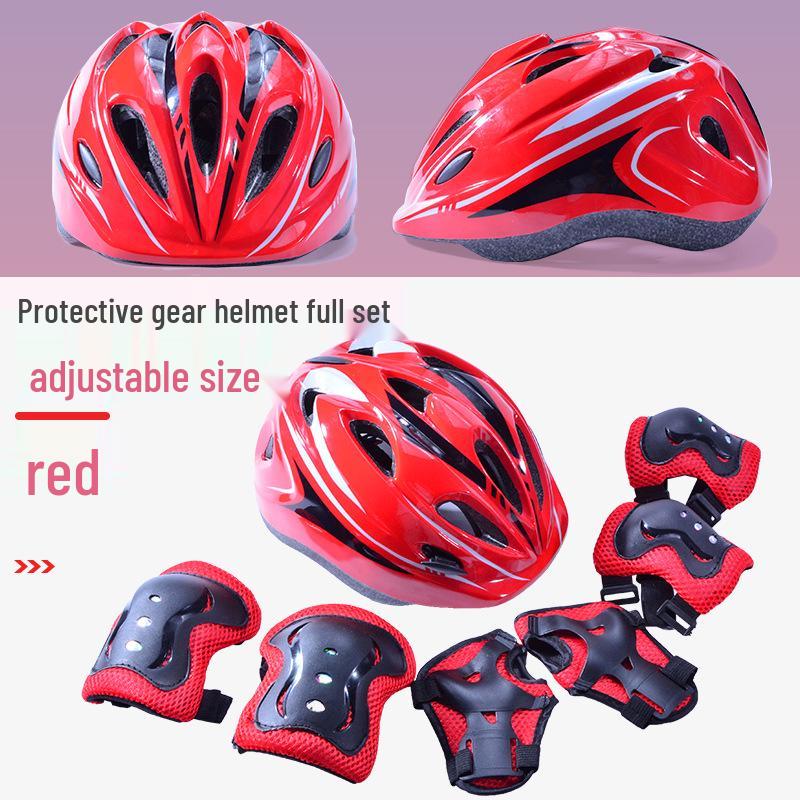 Детский комплект защитной экипировки для скейтборда и велосипеда с защитным шлемом и наколенниками