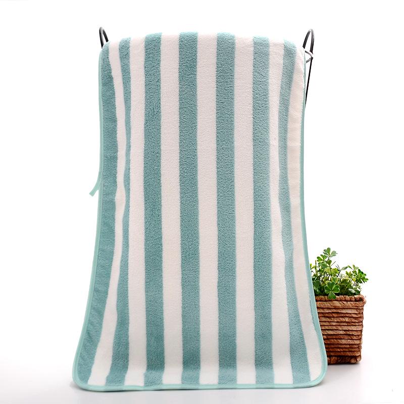 Soft Absorbent Warp-Knit Coral Fleece Towel with Thin Stripes - Thickened Face Wash Towel with Customizable Logo