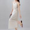 French pleated camisole dress 2026 summer fashion versatile slimming mid length beach skirt