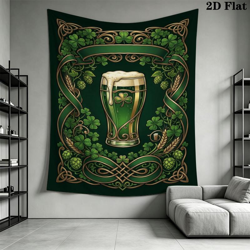 St.Patrick's Day Wall Tapestry Aesthetic Wall Hanging Printed Fabric Blanket Decorative Tapestries for Bedroom Living Room Home Decor