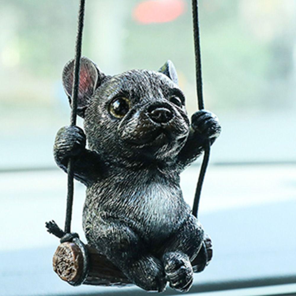 Милая собака зеркало заднего вида украшения аниме автомобиль подвесное украшение качели бульдог кулон