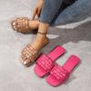 2024 Новые плетеные мягкие уличные тапочки для женщин с квадратным носком плоские сандалии женские большие размеры летние пляжные шлепанцы женские