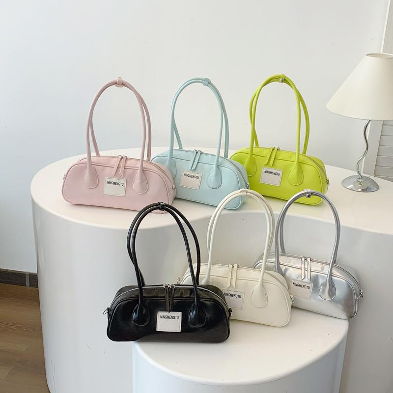 Неоново-зеленая кожаная сумка через плечо для женщин - Модная сумка-багет с отстегивающимся ремешком, Модный ретро-кошелек