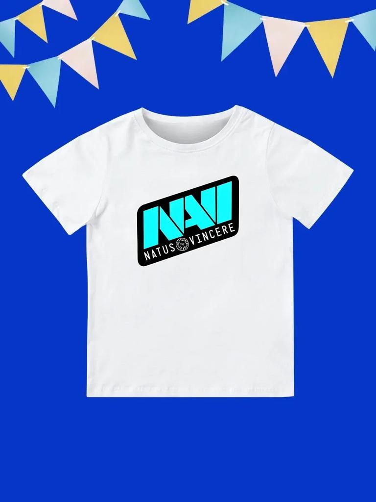 Round Neck Printed Pattern Pullover Short Sleeve Kids Tops Na'Vi Natus Vincere