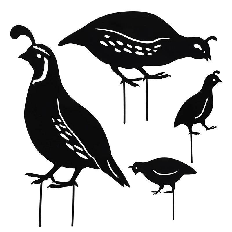 4 шт. Металлические перепела Садовые декоративные статуи Стоящие Металлические перепела Газонные скульптуры Украшения Металлические перепела Художественные скульптуры