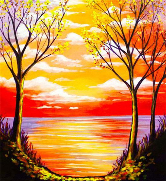 RUOPOTY Картина по номерам, пейзаж заката, рисунок на холсте, ручная роспись, домашний декор, подарок, картина по номерам, наборы для морского пляжа