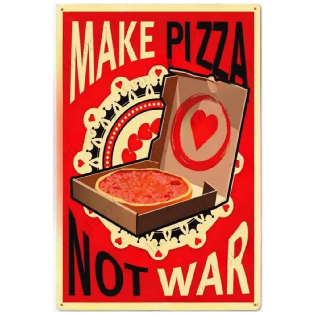 Vintage Pizza Zone Plaque Great Food Metal Sign Pub Bar Home Decoration Best Homemade Poster Italian Pizza Wall Art Plate