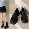 Platform Thick Heel British Style Small Leather Shoes Women's 2025 New Spring and Autumn One-pedal Fairy Style Women's Shoes Jk Single Shoes Black