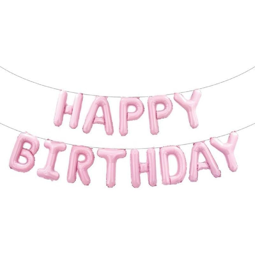 Light Blue Happy Birthday Balloons Banner 16 Inch Mylar Foil Letters Birthday Sign Banner Bunting Reble for Girls Boys Kids & Adults Birthday