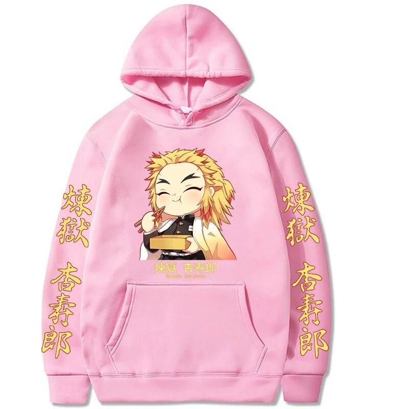Япония Аниме Demon Slayer Kawaii Rengoku Kyoujurou Графический принт Мужчины Женщины Осень Зима Толстовка Harajuku Плюс Размер Толстовка s