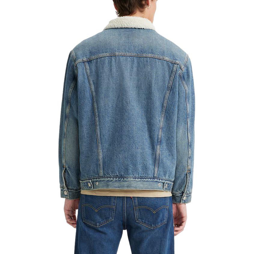 Джинсовая куртка Levis с воротником-стойкой, подвергнутая водной стирке, с искусственным мехом, мужские куртки, синий, A5784-0002