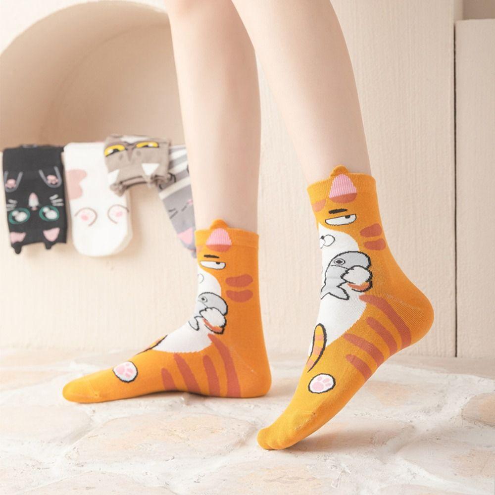 Harajuku Cat Socks Animal Cartoon Socks Cute Cotton Socks Streetwear