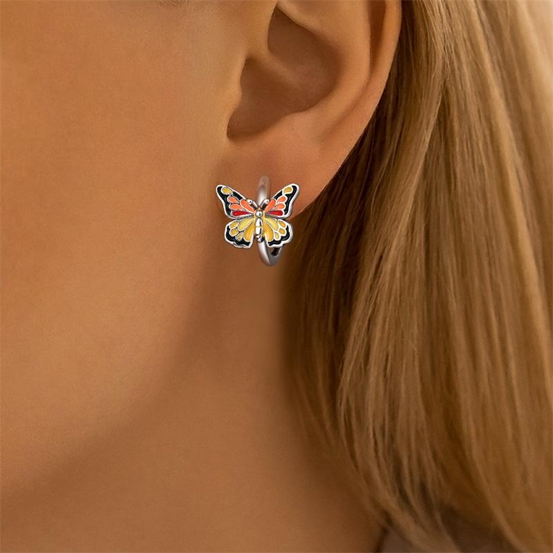 Женские Серьги из Серебра 925 Пробы с Дизайном Божьей Коровки, Бабочки, Стрекозы, Цветка Ириса. Подходят для Свадебных Вечеринок. Изысканные Украшения