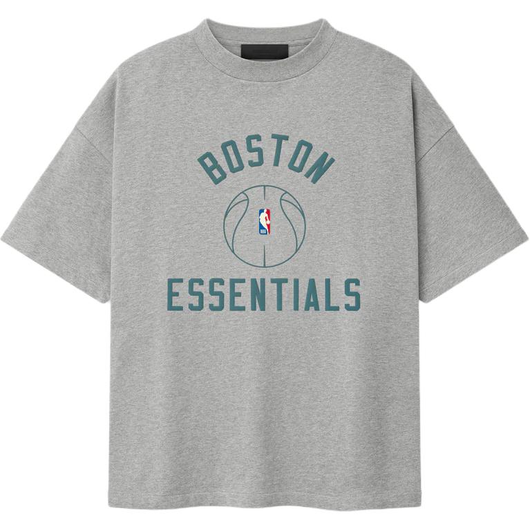 Fear of God Essentials Кельтс x Баркли Хендрикс 90-е Футболка Бетонный Хизер Женские Топы Серый 125BH262207F