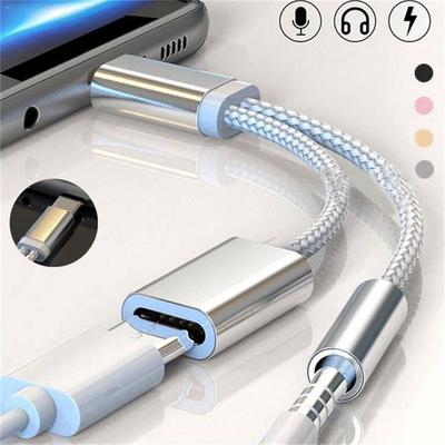Аудиоадаптер Type-C Type-C на 3.5 наушники прослушивание музыки зарядка два в одном плетеный кабель-адаптер TypeC