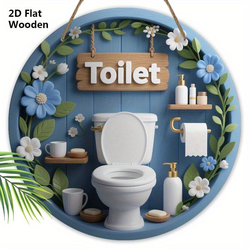 Rustic Wooden Toilet Sign - Charming Figurine Ornaments for Toilet Door, Wall, Room Decor