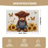 4/6pcs Cute Highland Cow Linen Placemats, Farmhouse Sunflower Butterfly Washable Linen Table Mats for Holiday Decor, Kitchen Dining Table Decor, Every