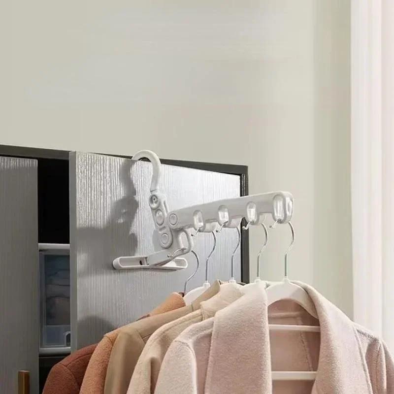 Складная вешалка для одежды для помещений, многофункциональная, настенная, дорожная, пластиковая, портативная, бытовая, с пятью отверстиями
