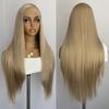 AIMEYA Blonde Long Silky Straight Wig Synthetic Hair Pink Lace Front Wigs 13x4 Heat Resistant Natural Hairline Daily Use Cosplay