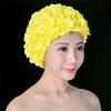 Women's Pleated Flower Swimming Cap Free Size Soft Long Hair Breathable Shower Cap Beach Surfing Protect Ears Elastic Caps Cozy