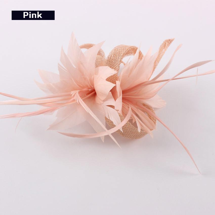 Women Chic Fascinator Hat Cocktail Brooch Wedding Headpiece Church Headwear Party Feather Hair Accessories Sinamay Fascinators