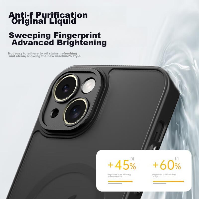 IPhone 15 Plus Case, 15 Plus Protective Cover, Wireless Charging Compatible, Frosted Anti-Drop Lens Full Protection Soft Edge Case, Midnight Black