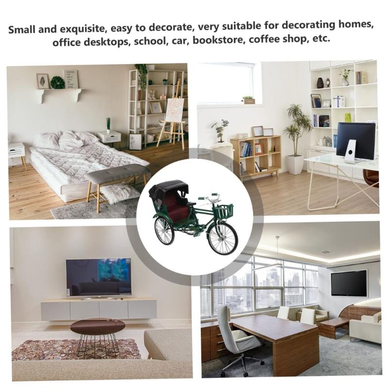 Коллекционный 1:10 Миниатюрных Моделей Трехколесного Велосипеда Железные Реплики Трехколесной Рикши Винтажное Настольное Украшение Подарок для Взрослых