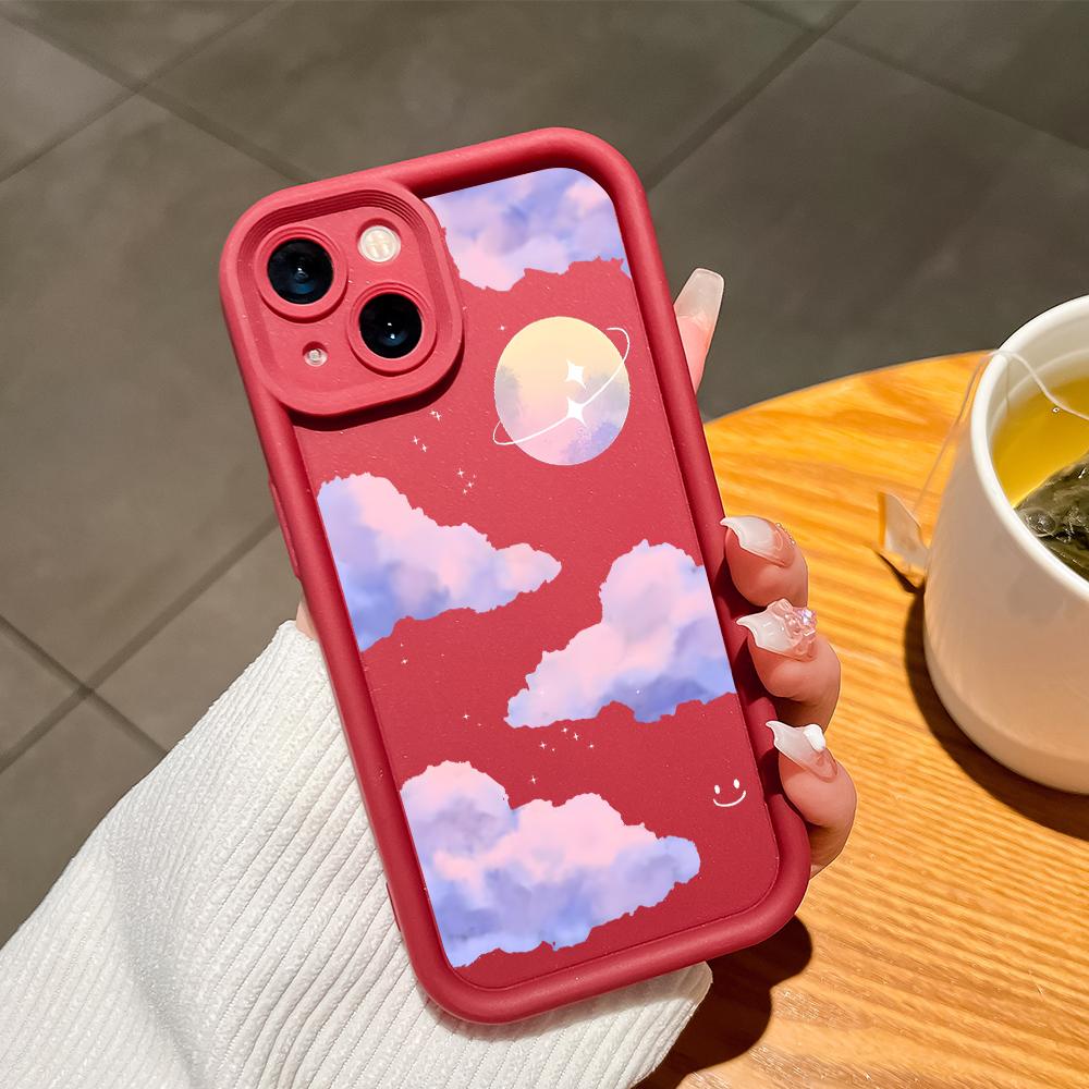 Для iPhone 16 15 Pro Max Redmi Note 13 12 11 Pro Samsung S24 Plus S24 Ultra A52 A72 A54 Мягкий силиконовый чехол для телефона с рисунком в виде фиолетовых облаков