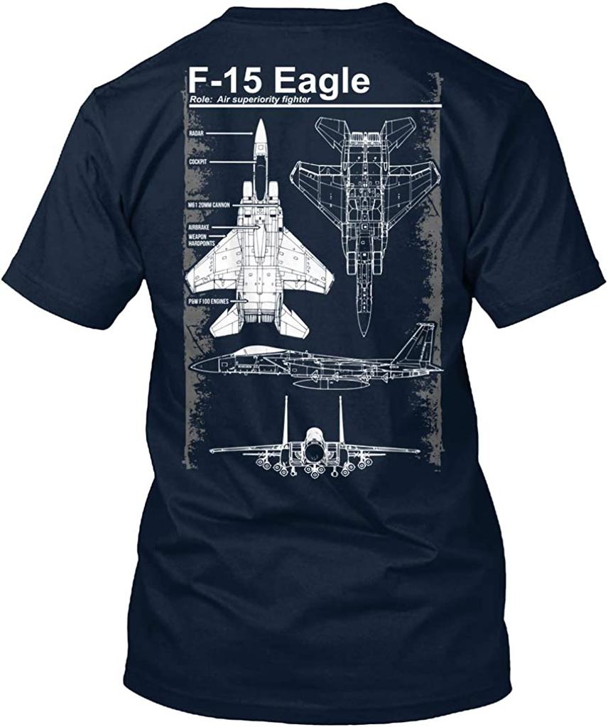 Мужская футболка F-15 Eagle Истребитель Короткий рукав Повседневная 100% Хлопок Круглый вырез Летняя рубашка Двусторонний принт