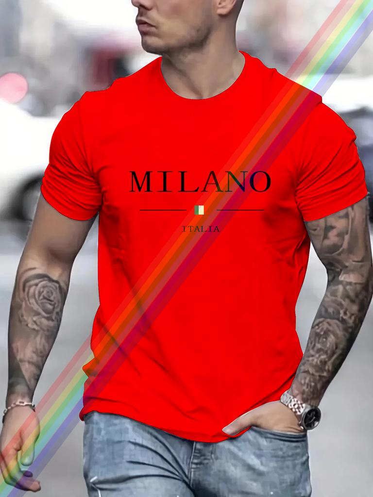 Milano Letter Print Cotton Oversized Men Short Sleeve Casual T Shirt Woman Clothing Tops  Summer Tees Fashion Streetwear