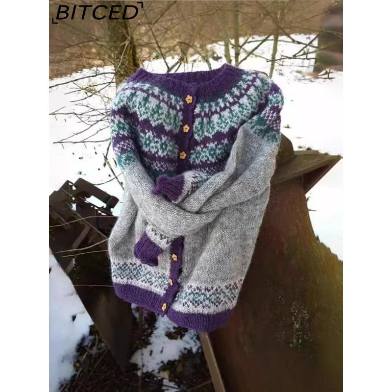 BITCED Женский кардиган - Оверсайз вязаный топ в стиле колор-блок