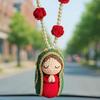 Милая статуэтка Марии, украшение салона автомобиля, ручная работа, вязаный крючком шарм Девы Марии для зеркала заднего вида, религиозное подвесное украшение, подарок-благословение для семьи
