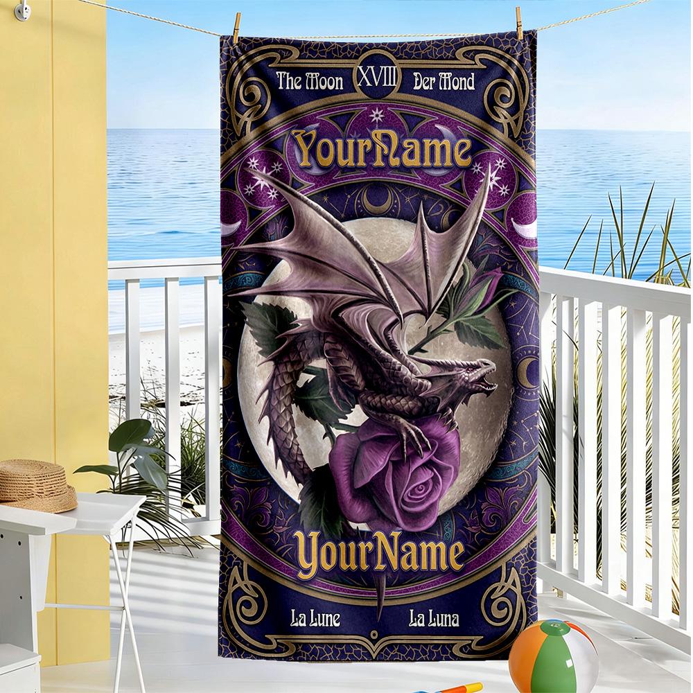 Gothic Illustrations Customizable Name Beach Towel Quick-Dry Soft Microfiber Suitable for Sports Travel Swimming Yoga Bathroom Beach And Pool