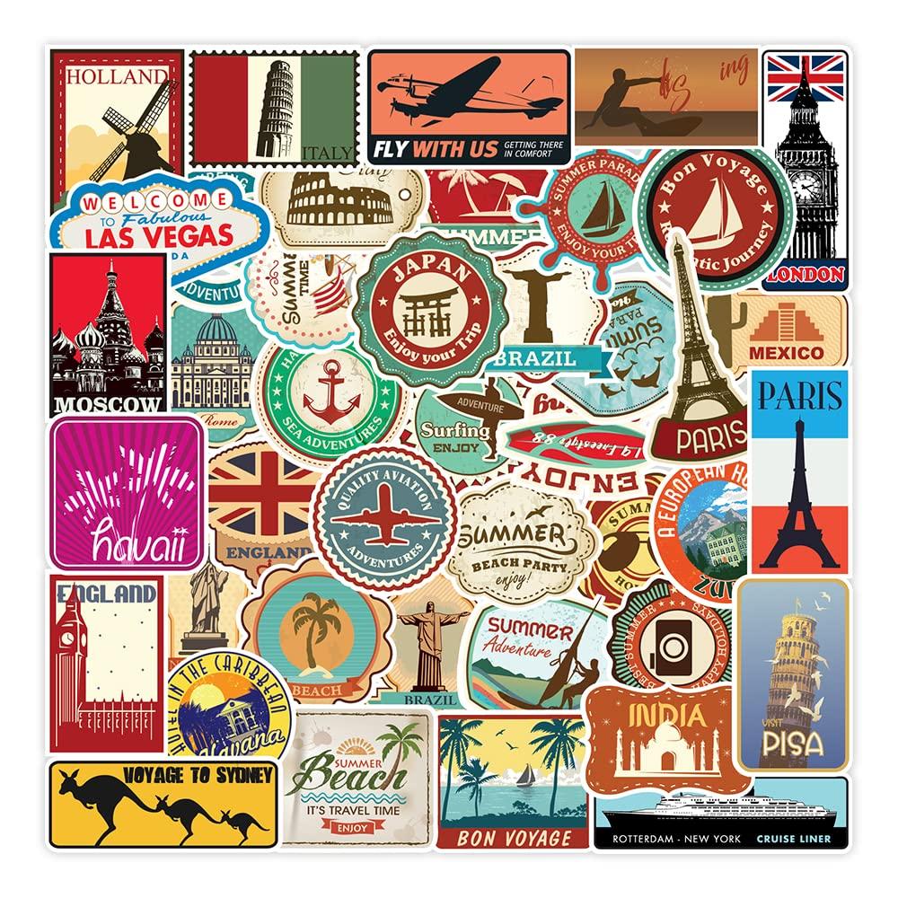 Travel City Sticker 100 Travel Waterproof Travel City Sticker Brand Sticker Suitable for Set, Sheets, Stickers, Pack, Suitcase, Cars, Motorcycles,