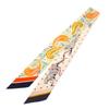 HERMES H064179S_07 шарф Jaune Souffle x Оранжевый x Зеленый/белый шелк Женский