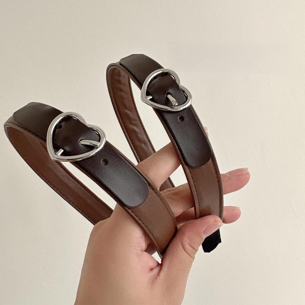 Милый корейский кожаный ободок в форме сердца и набор заколок для волос для девочек