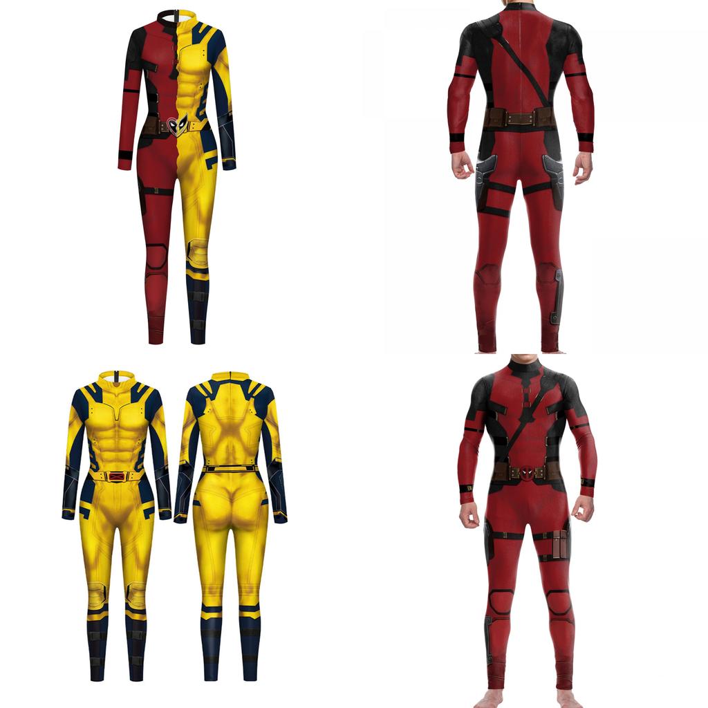 Marvel Deadpool And Wolverine Character Jumpsuit For Halloween Cosplay Costume Parties