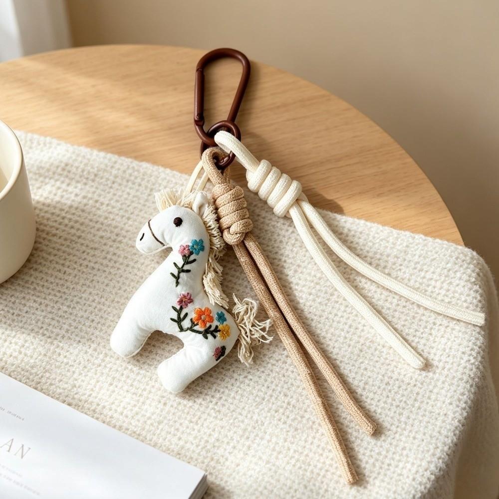 Polyester Plush Pendant Soft Texture Backpack Charm Vintage Cloth Animal Keychain Gift