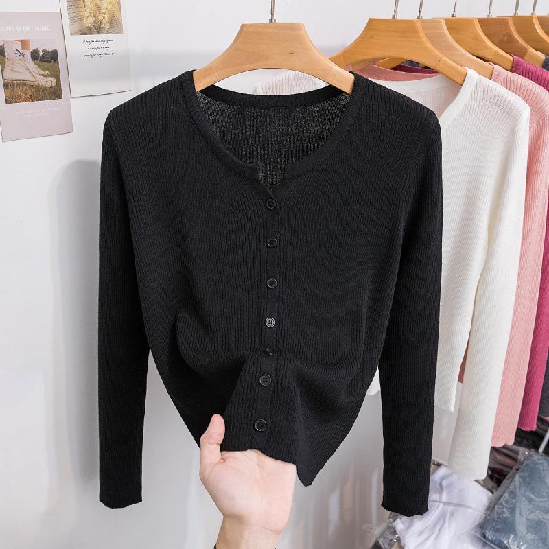 2024 Женский легкий кардиган из шерстяного трикотажа: Мягкая защита от солнца с длинным рукавом для весны/лета