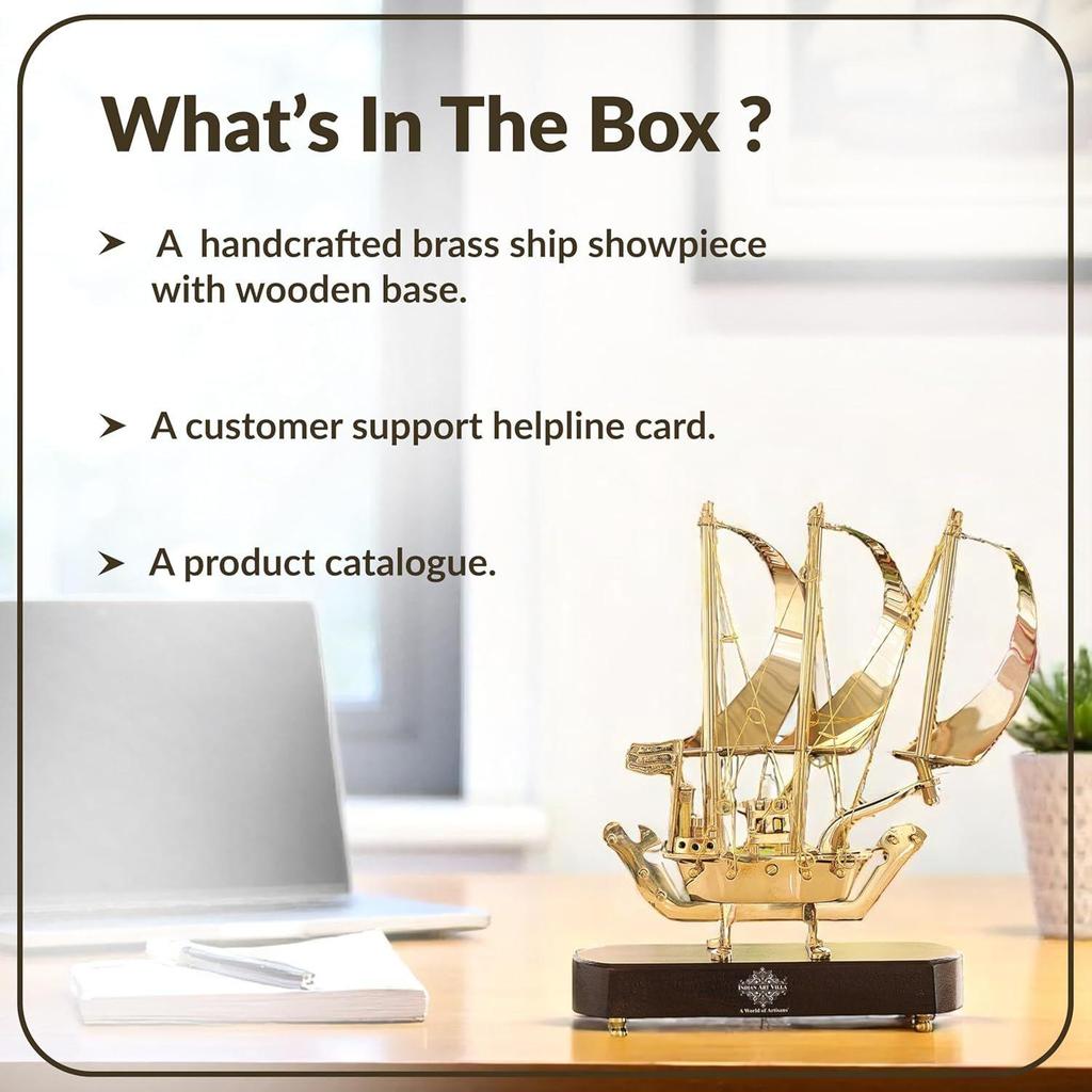 Латунный корабль с деревянным основанием, экспонат, идеально подходит для украшения дома и подарков, 12 дюймов