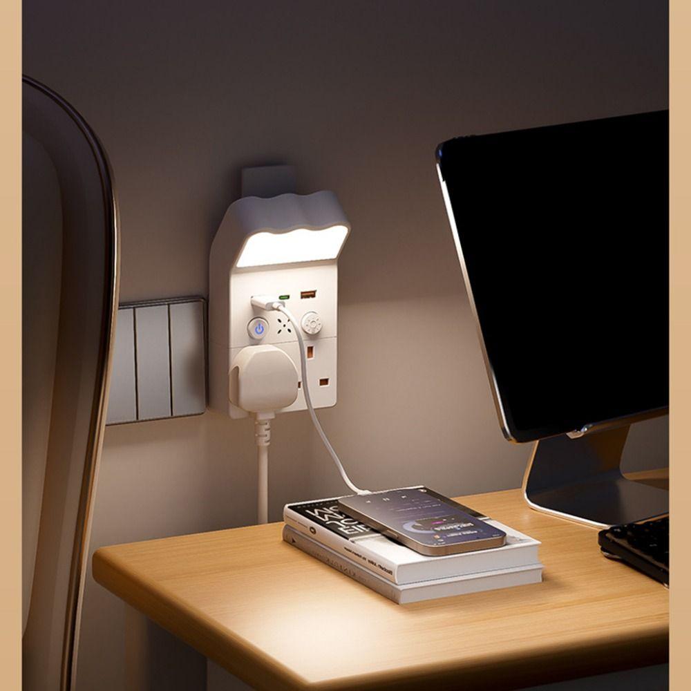 Universal Socket Plug in Night Light Warm White LED Outlet Power Strip Socket Wall Lamp  Dormitory
