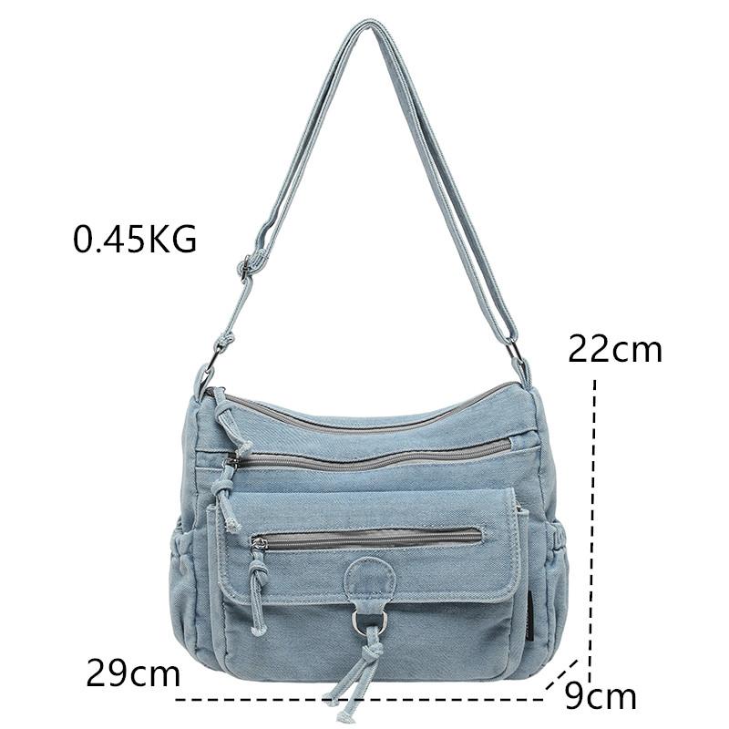 Women's Denim Large Capacity Shoulder Bag Denim Tote Bags Adjustable Long Strap Crossbody bags Fashion Travel Handbags