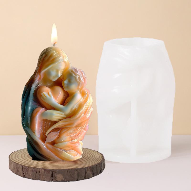 3D Дева Мария Богиня Обнимающая Мальчика Силиконовая Форма Подарок на День Матери День Благодарения Сердце Ангел Бетон Цемент Гипс Формы