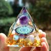 Energy Pyramid Orgonite Healing Crystals Chakra Tool 5*5*5cm Natural Amethyst Handmade Gift Home Office Decor