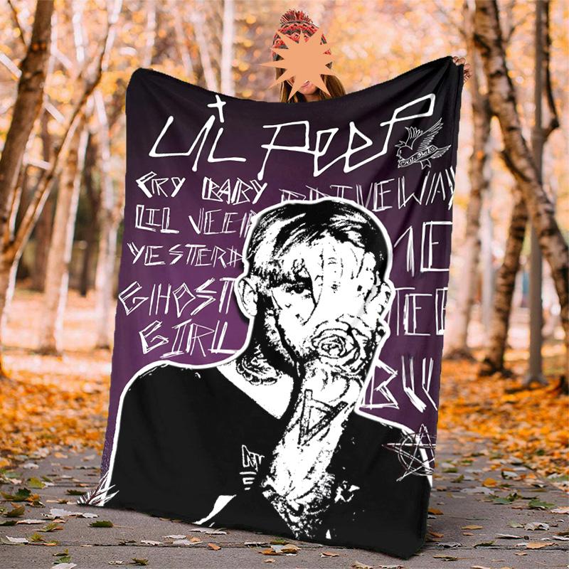 Neon Style Lil Peep Flannel Blanket Soft Warm All-Season Throw, Design for Camping, Car Travel, Hiking Sofa, Bed, Office Perfect Gift for Parties