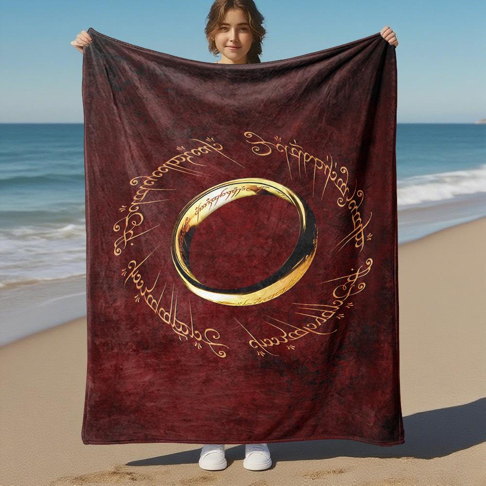 1pc One Ring, Elvish Script - Throw Blanket, Soft, Flannel Blankets, Living Room, All Seasons Use-1021105