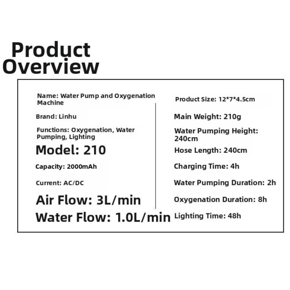 With Air Stone Mini Oxygen Pump 3-in-1 USB Charging Pump Portable Air Pump  For Pond Aeration