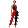 S-XXL Женский комбинезон для латиноамериканских танцев в стиле диско 70-х с пайетками и бахромой, контрастный по цвету, цельный