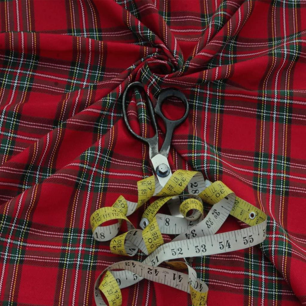 Bigreams Непрошитая рождественская пряжа, окрашенная в красную клетку в клетку тартан для шитья, продается по метрам